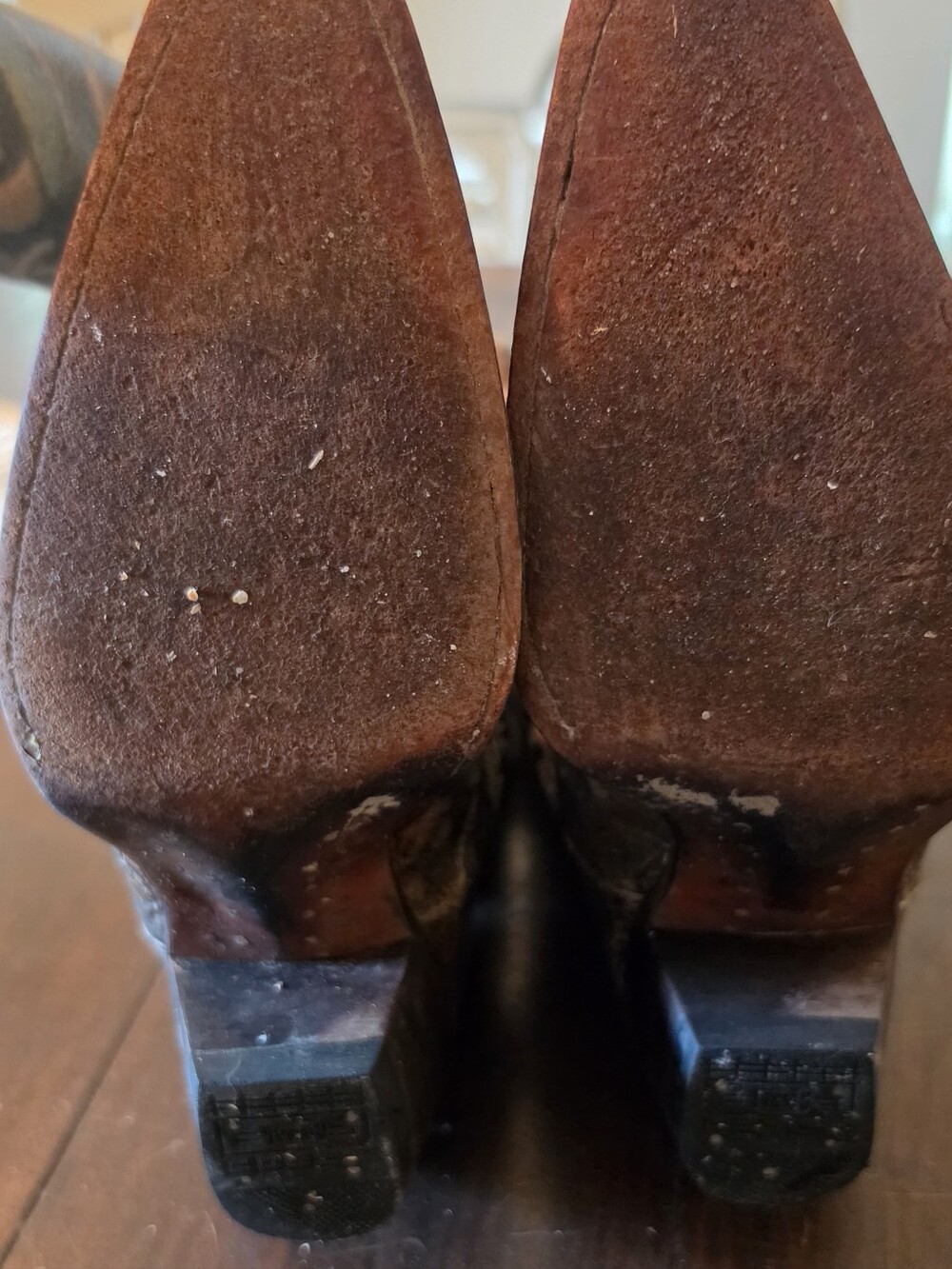 Vintage Corral Turquoise Embroidered Western Cowboy Boots - Rustic Brown Leather - Picture 7 of 8